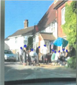 Still photograph taken from video uploaded by a member of the public onto social media – 8th May 2020 – when gatherings of two or people from different households, were banned. 