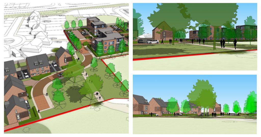 Computer generated images showing the housing development from 3 different angles